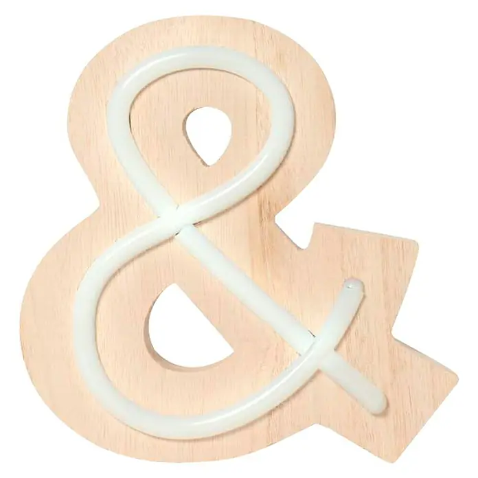 Letra LED neón de madera - Símbolo &, Madera, Color de luz: Blanco neutro
