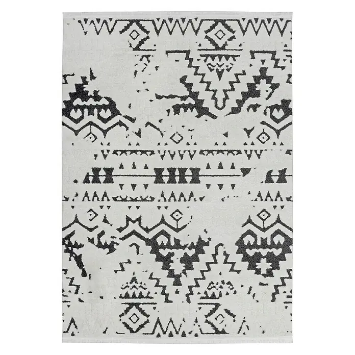 Kayoom Hochflorteppich Agadir - Schwarz/Weiß, 150 x 80 cm, 100% Polypropylen - Ansicht von oben