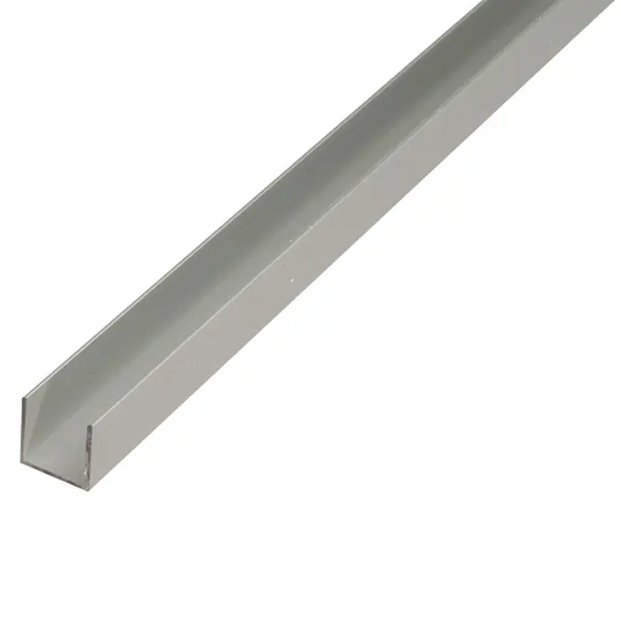 Perfil en U - L x An x Al: 2.600 x 12 x 8,6 mm, Espesor: 1,3 mm, Aluminio, Anodizado