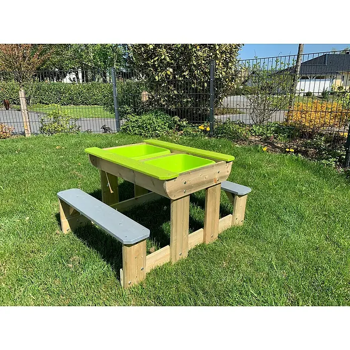 Wendi Toys Dječji stol za piknik - D x Š x V: 80 x 100 x 53 cm, Prirodna-zelena - Živopisni prikaz