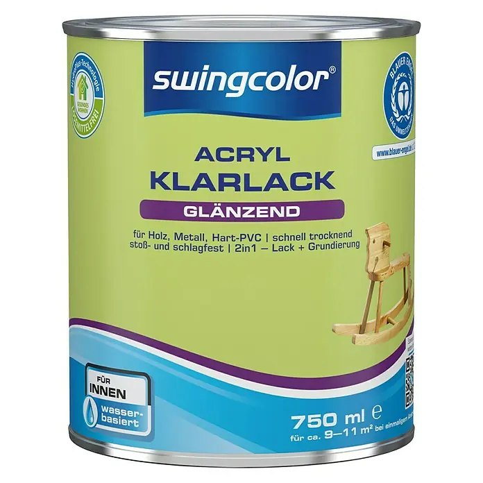 swingcolor Klarlack Acryl - Farblos, 750 ml, Glänzend - Vorderansicht