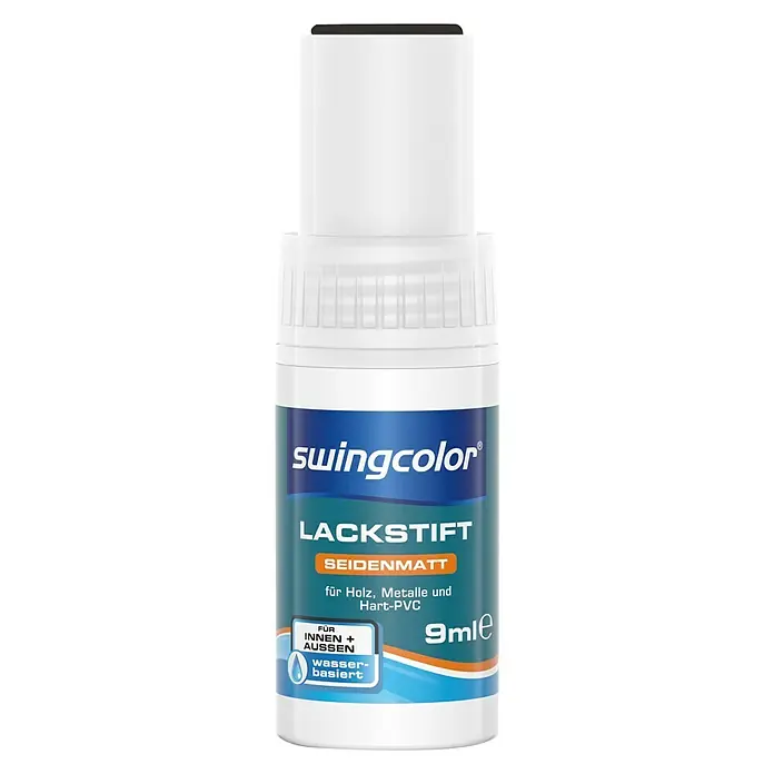 swingcolor Buntlack Acryl Lackstift - Schwarz, 9 ml, Seidenmatt - Vorderansicht