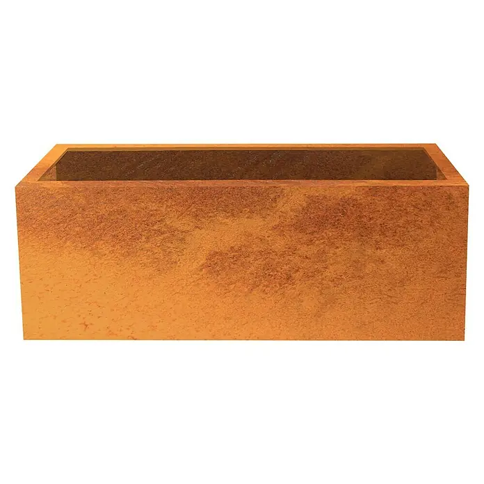 Pflanzgefäß - L x B x H: 80 x 40 x 50 cm, Cortenstahl, Rotbraun