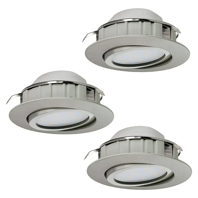 Eglo Set ugradbenih LED svjetiljki Pineda - 6 W, D x Š x V: 8,4 x 8,4 x 4 cm, Mat nikal, 3 Kom., Topla bijela - Pogled sprijeda