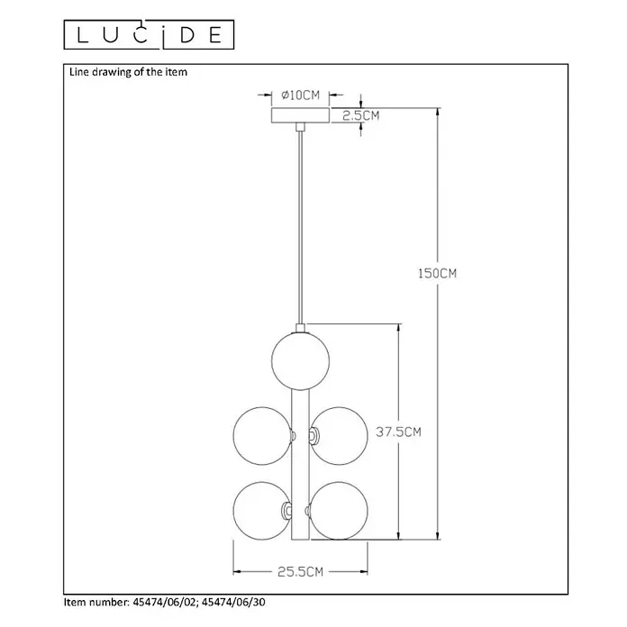 Lucide Tycho Pendelleuchte - L x B x H: 25,5 x 25,5 x 150 cm, Schwarz