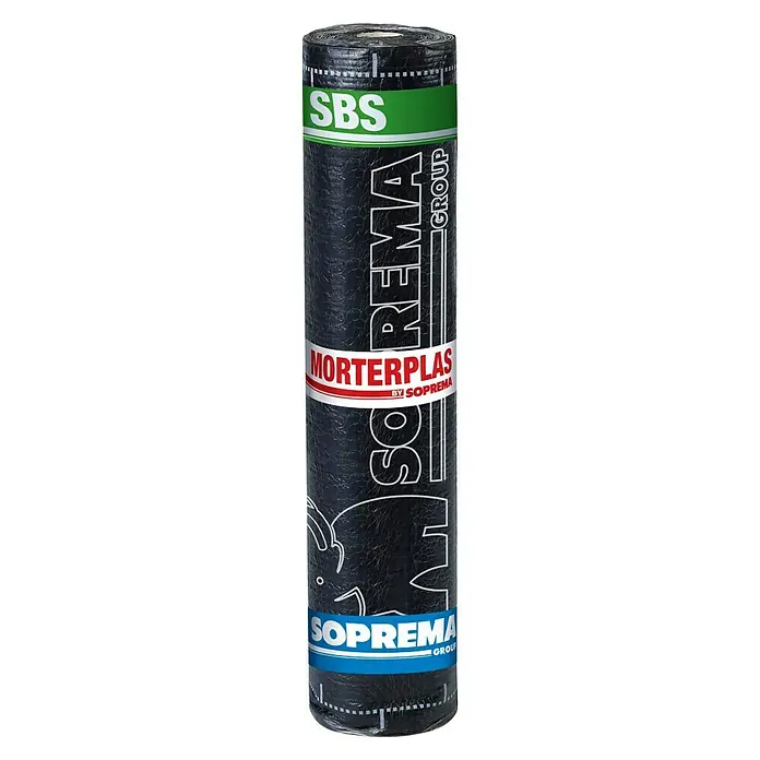 Soprema Lámina asfáltica Morterplas SBS FV 4 Kg Min - Rojo, Negro, 10 m²