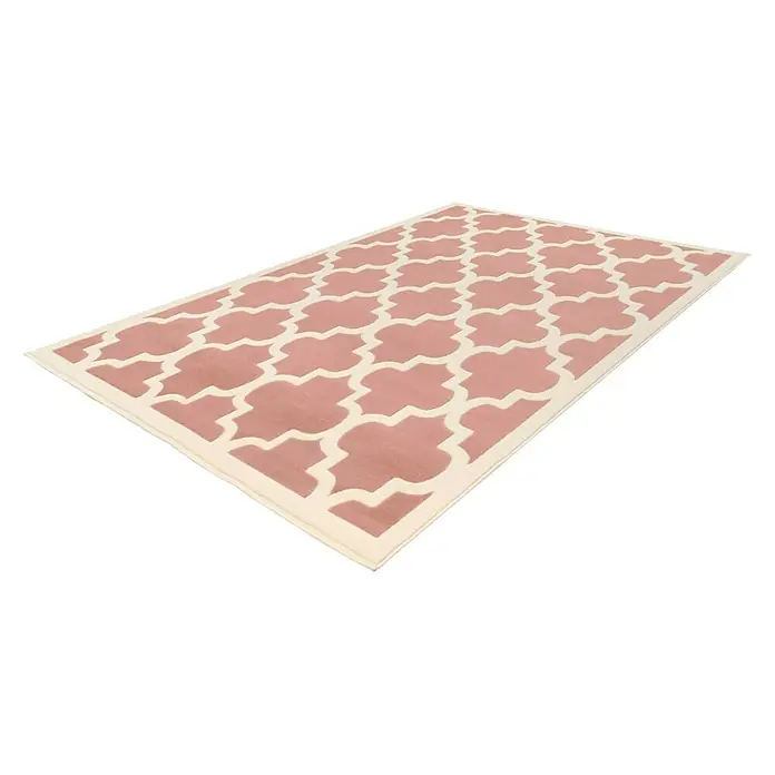 Kayoom Teppich mit Konturenschnitt Maroc - Rosa/Elfenbein, 290 x 200 cm, 100 % Polypropylen - Linke Seitenansicht