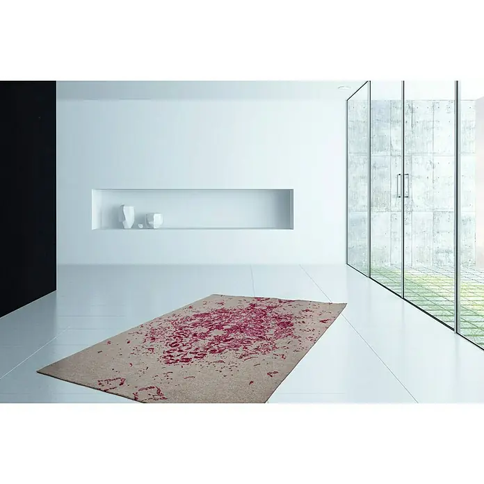 Kayoom Flachgewebeteppich Sitar - Elfenbein/Pink, 150 x 80 cm, 100 % Polyester - Stimmungsaufnahme