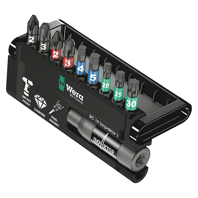 Wera Premium Plus Komplet bit nastavaka 8740 Impaktor - 10 -dij., Premazano dijamantom - Pogled sprijeda
