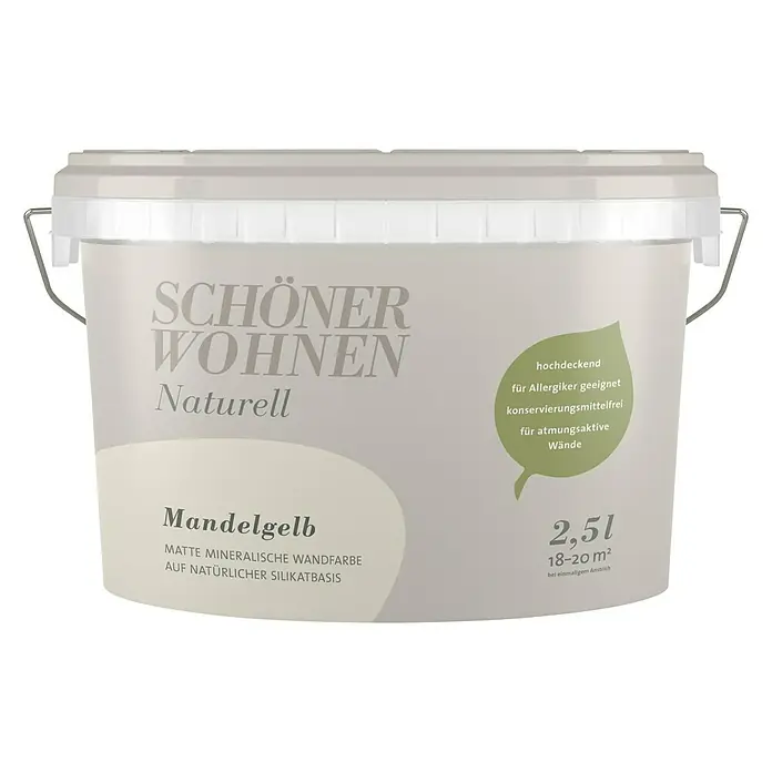 SCHÖNER WOHNEN-Farbe Wandfarbe Naturell - Mandelgelb, 2,5 l, Matt - Vorderansicht