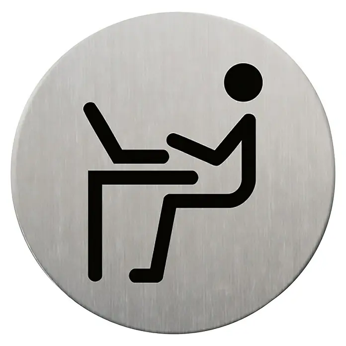 Rótulo - Plateado/Negro, Oficinas, 9 cm