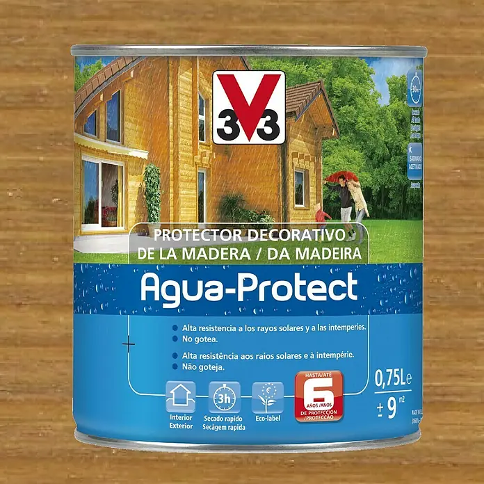 V33 Protección para madera Agua-Protect - Roble medio, 750 ml
