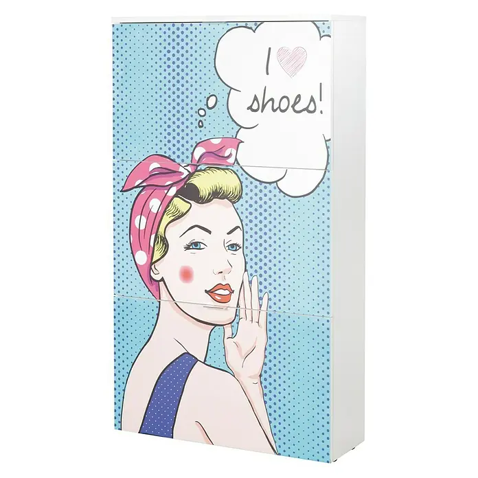Phönix Schuhschrank Pixa - L x B x H: 24 x 75 x 127,1 cm, Weiß, Anzahl Fächer: 3 Stk. - Rechte Seitenansicht