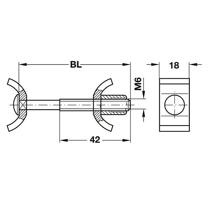 Häfele Werkbladverbinder - Lengte: 150 mm - Vooraanzicht