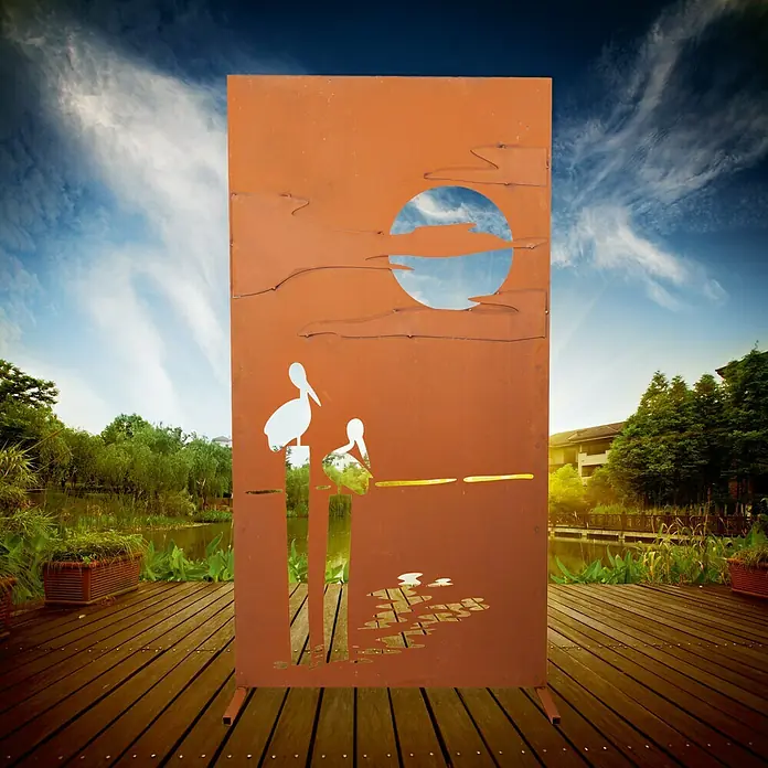 Ferrum Art Design Sichtschutzelement - 94 x 180 cm, Meer, Rostbraun