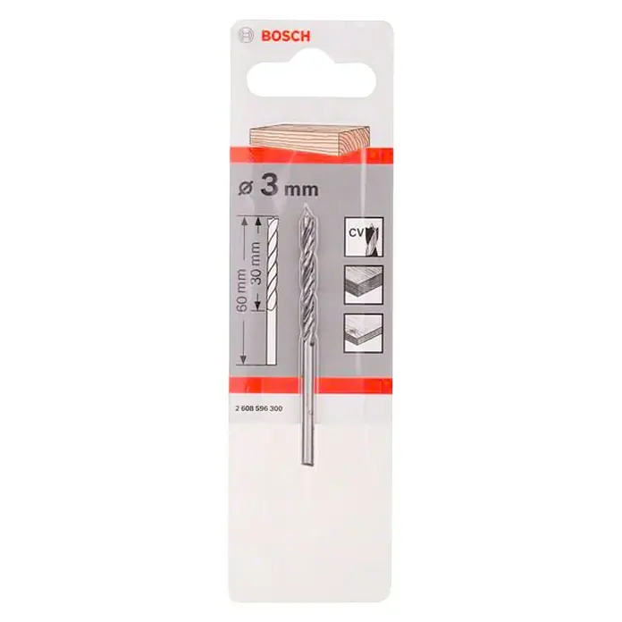 Bosch Professional Broca para madera en espiral - Diámetro: 3 mm, Largo: 61 mm