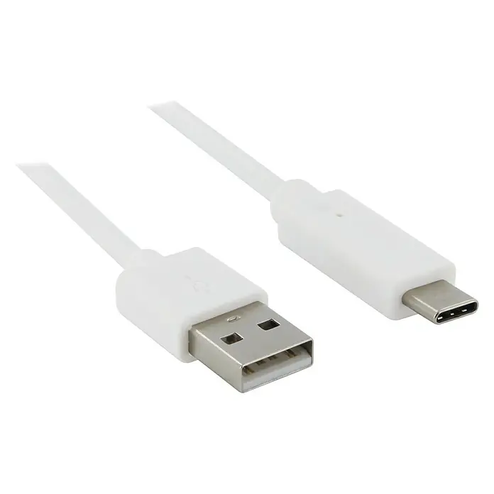 Metronic Cable USB Blanco - Largo: 1 m, Clavija USB A, clavija USB C, Blanco