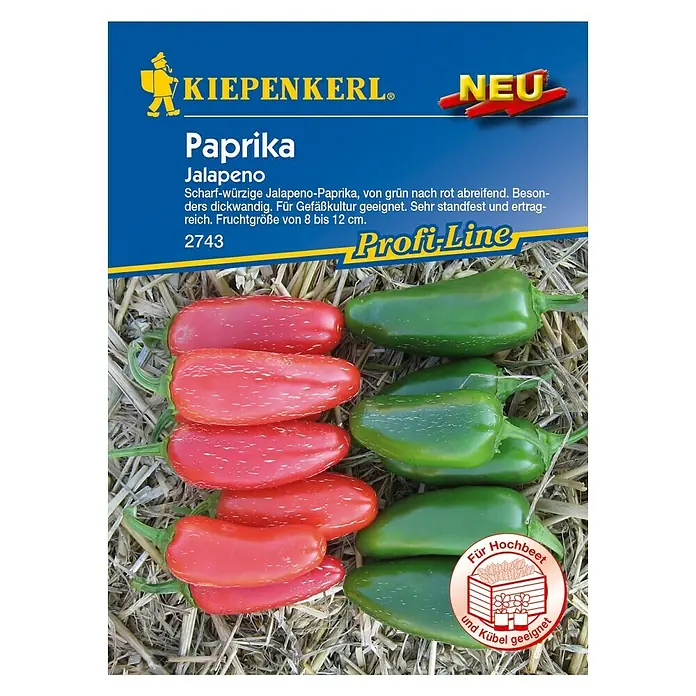 Kiepenkerl Profi-Line Gemüsesamen Blockpaprika - Jalapeno, Capsicum annuum, Erntezeit: August