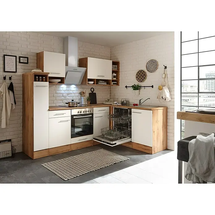 Respekta Winkelküche BEKBL250EWC - 172 x 250 cm, Weiß