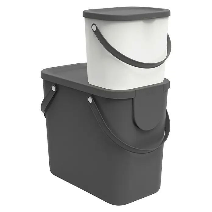Rotho Albula Mülltrennsystem - 6 l, Weiß, Eckig, Kunststoff