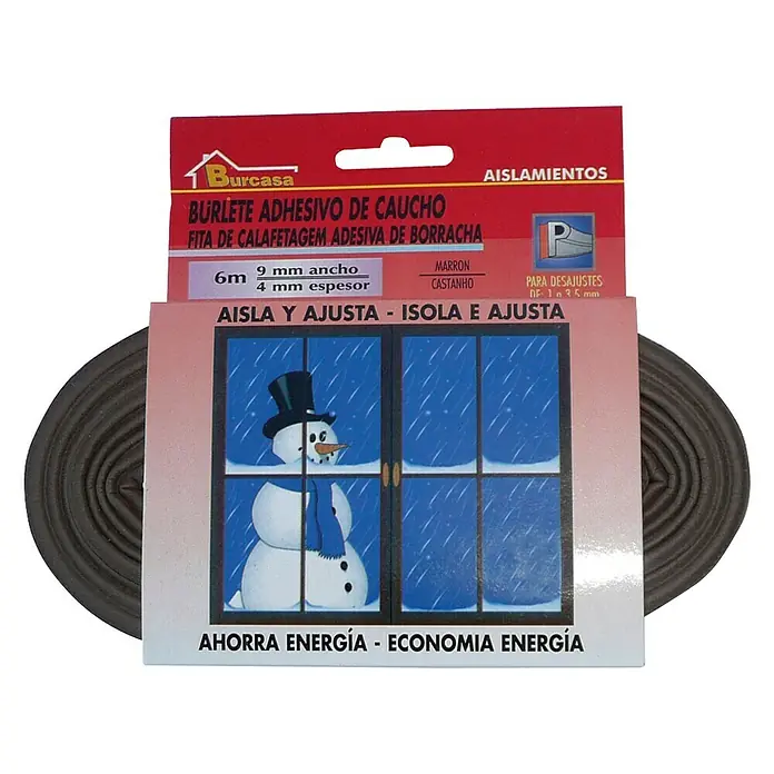 Burlete para ventanas Formato P - Marrón, Largo: 6 m, Desajustes de 1 - 3,5 mm