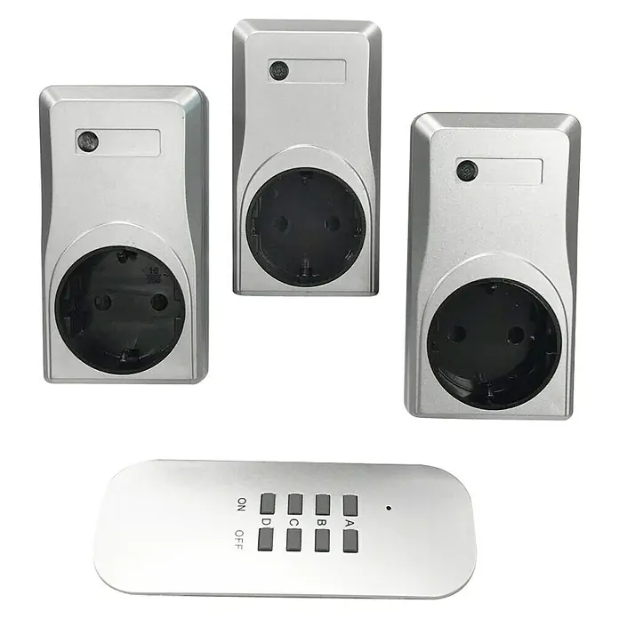 Voltomat Funksteckdosen-Set 3+1 - Silber, 1.000 W - Vorderansicht