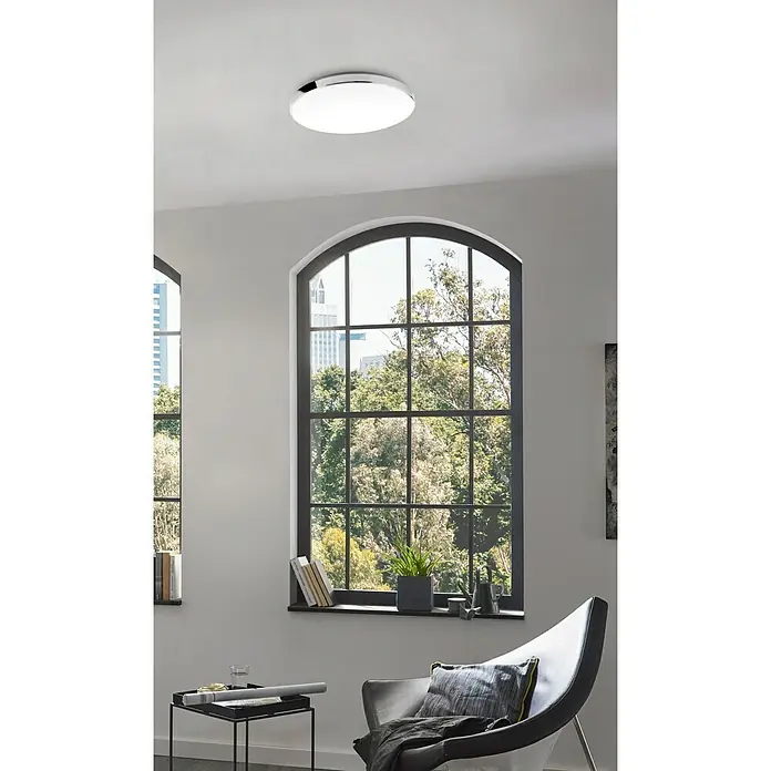 Briloner Plafón LED redondo Cromo - 18 W, Ø x Al: 35,5 x 6,5 cm, Blanco neutro