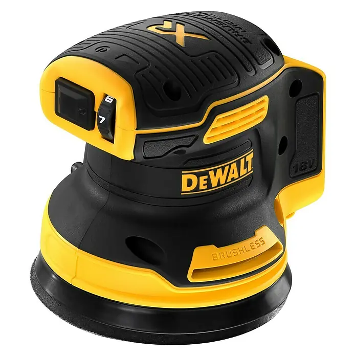 Dewalt XR Akku-Exzenterschleifer DCW210NT - 18 V, Ohne Akku, Durchmesser Schleifteller: 125 mm - Linke Seitenansicht