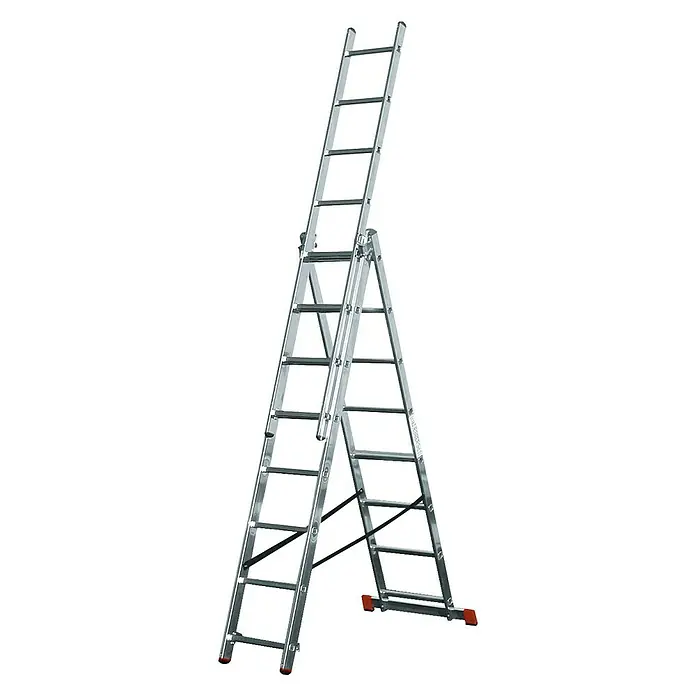 Krause Sprossen-Mehrzweckleiter - Arbeitshöhe: 5,4 m, Anzahl Tritte: 3 x 8 Sprossen, Aluminium - Linke Seitenansicht