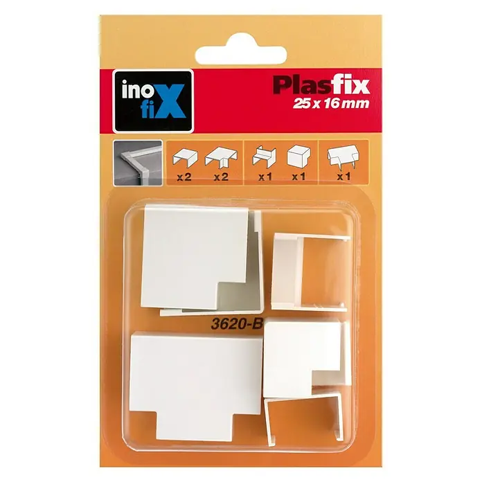 Inofix Plasfix Kit de accesorios para canaleta - Blanco, An x Al: 2,5 x 1,6 cm, 7 ud.