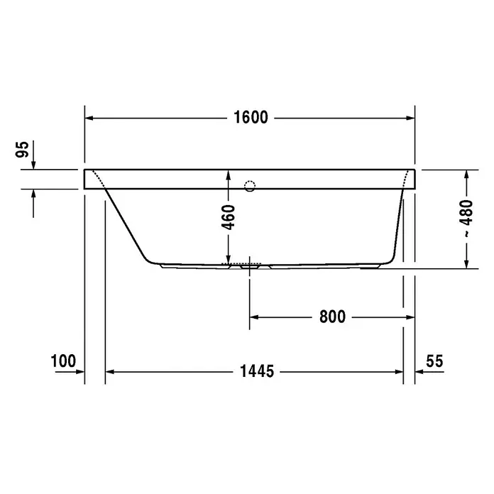 Duravit Happy D.2 Badewanne - 160 x 70 cm, Rückenschräge Links, Sanitäracryl, Weiß - Vorderansicht