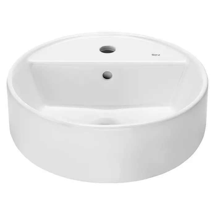 Roca Lavabo con repisa Domus - 40 x 40 cm, Orificios para grifo: Medio, Con desbordamiento, Blanco