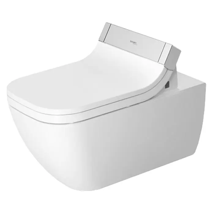 Duravit Happy D.2 Wand-WC Typ 2 - Spülrandlos, Mit antibakterieller Glasur, Spülform: Tief, WC Abgang: Waagerecht, Weiß - Vorderansicht