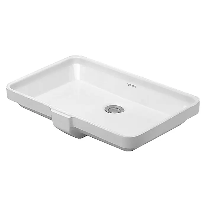 Duravit 2nd floor Unterbauwaschbecken - 55,5 x 38 cm, Mit schmutzabweisender Glasur, Hahnloch: Ohne, Mit Überlauf, Weiß - Vorderansicht