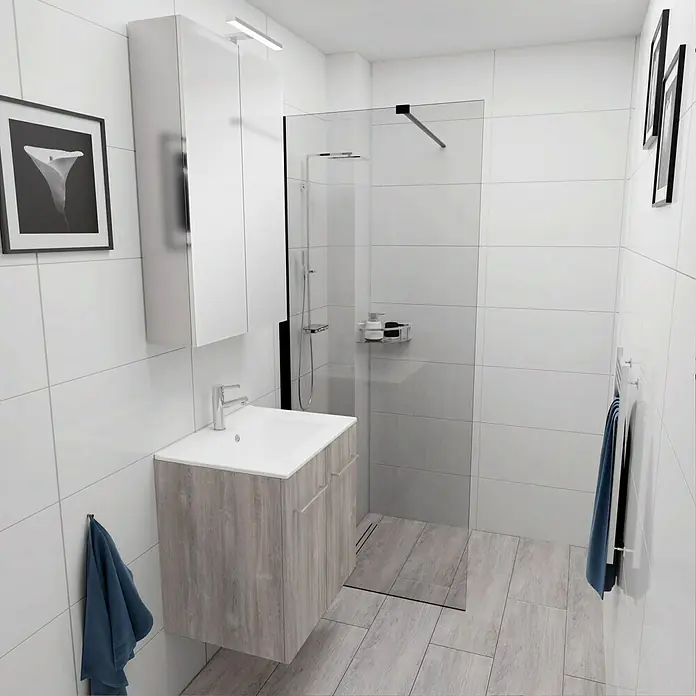 Camargue Espacio Kupaonski ormarić za nasadni umivaonik - 60 x 46 x 60 cm, 2 vrata, Faro - Živopisni prikaz