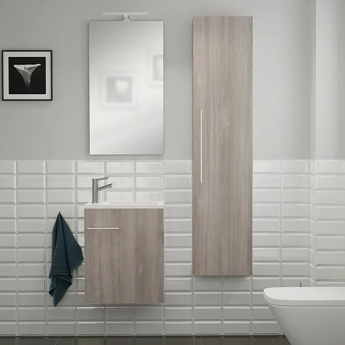 Camargue Espacio Kupaonski ormarić za nasadni umivaonik - 40 x 22 x 60 cm, 1 vrata, Faro - Živopisni prikaz