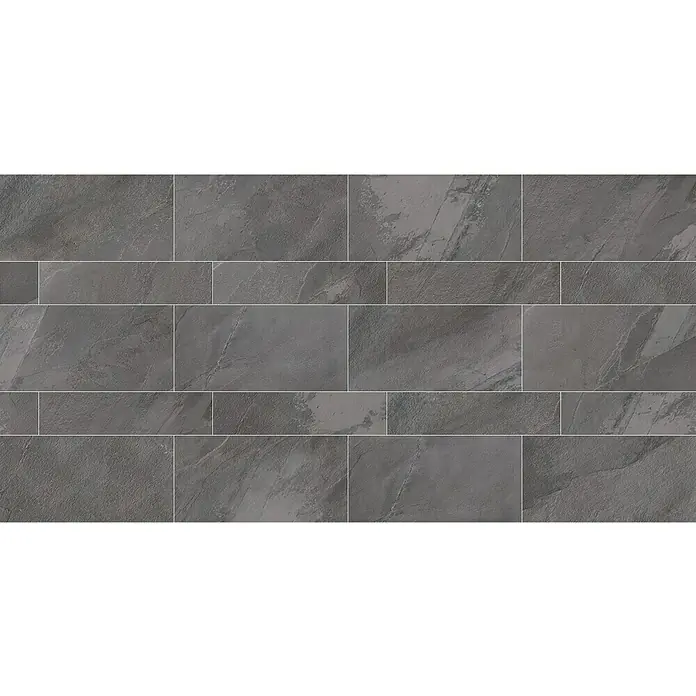 Feinsteinzeugfliese Lavagna Nera - 60 x 120 cm, Schwarz, Matt