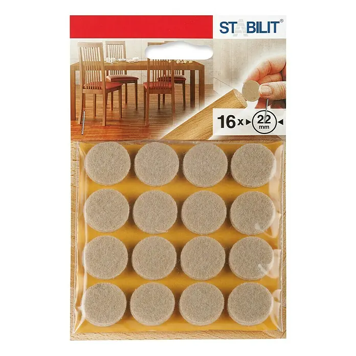 Stabilit Podložna pločica od filca - 22 mm, 16 kom, Natur, Samoljepljivo - Pogled sprijeda