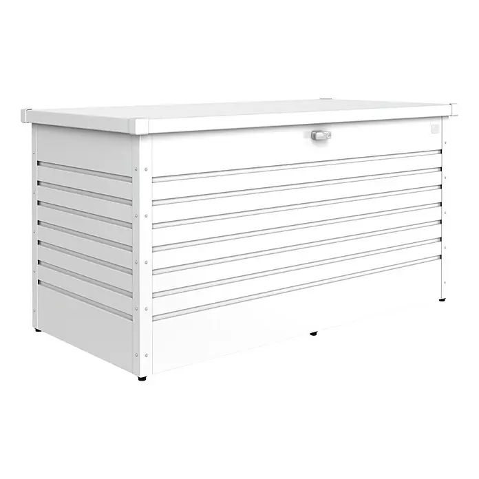 Biohort Garten-Aufbewahrungsbox FreizeitBox 160 - L x B x H: 160 x 79 x 83 cm, Weiß, Stahl - Linke Seitenansicht