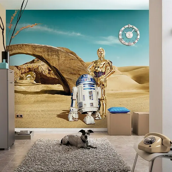 Komar Star Wars Fototapete Lost Droids - 8 -tlg., B x H: 368 x 254 cm, Papier - Vorderansicht