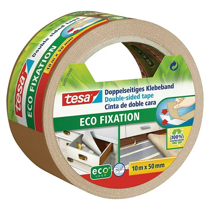 Tesa Doppelseitiges Klebeband Eco Fixation - 10 m x 50 mm - Vorderansicht