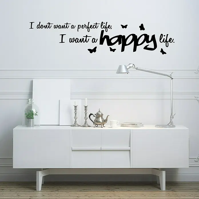 Wandtattoo - I don't want …, Schwarz, 120 x 30 cm - Vorderansicht