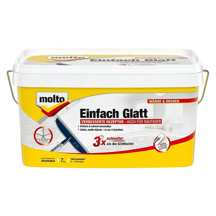 Molto Einfach Glatt Innen-Fertigspachtel - 7 kg, Gebrauchsfertig, Naturweiß - Vorderansicht