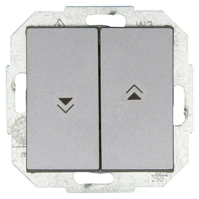 Voltomat Verona Jalousieschalter - Silber, Unterputz, Kunststoff, 10 A - Vorderansicht