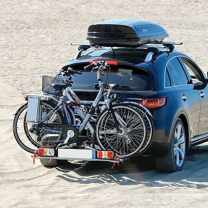 UniTEC Fahrradträger E-Dision - Geeignet für: 2 Fahrräder/E-Bikes, Schnellverschluss-Klemmung - Anwendungsbeispiel