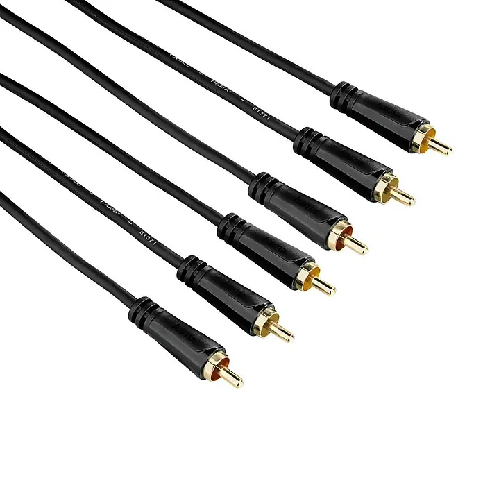Hama Audio-Kabel - 6 x Cinch-Stecker, Vergoldete Kontakte, 1,5 m - Vorderansicht