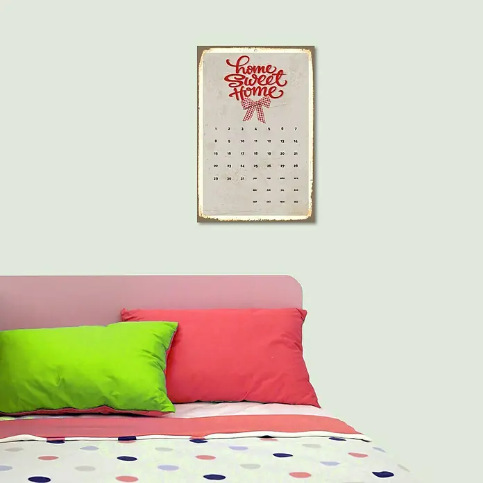 Blechschild Kalender - Antik/Vintage/Retro, 30 x 45 cm, Home Sweet Home - Vorderansicht