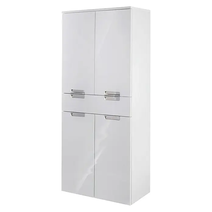 Schildmeyer Sunny Hochschrank - 65 x 35 x 159 cm, Weiß glänzend - Linke Seitenansicht