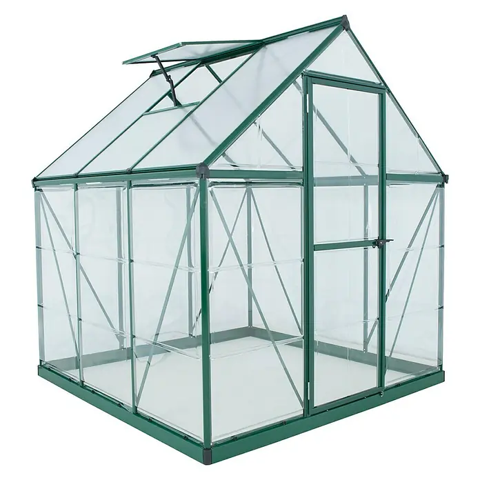 Palram – Canopia Gewächshaus Hybrid - 1,86 x 1,85 x 2,08 m, Polycarbonat, Glasstärke Seitenwände: 0,75 mm, Grün