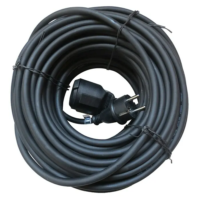 Voltomat Gumeni produžni kabel - 25 m, Crne boje, IP44, H05RR-F3G1,5 - Pogled sprijeda